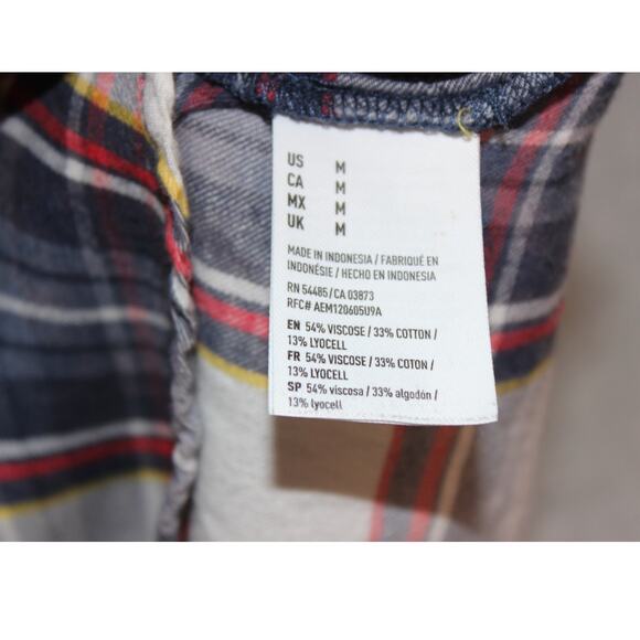 American Eagle Shirt Womens Plaid Button Up Boyfriend Fit Size Medium - Picture 7 of 8